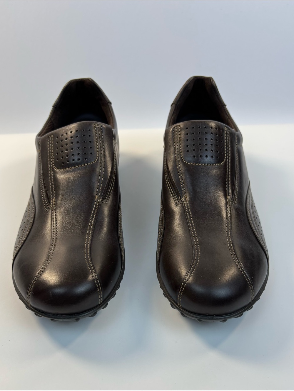 Ecco Women's Dark Brown Perforated Slip-On Loafers size 7-7.5